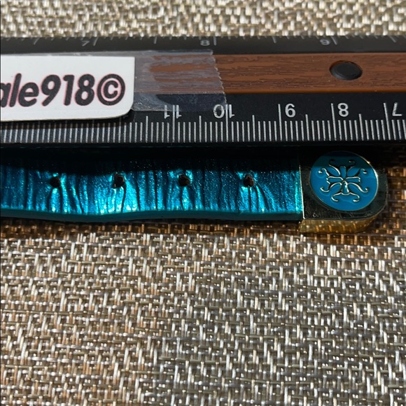 Vintage rare Rustic Cuff bracelet Kacy leather metallic green blue - Picture 6 of 7